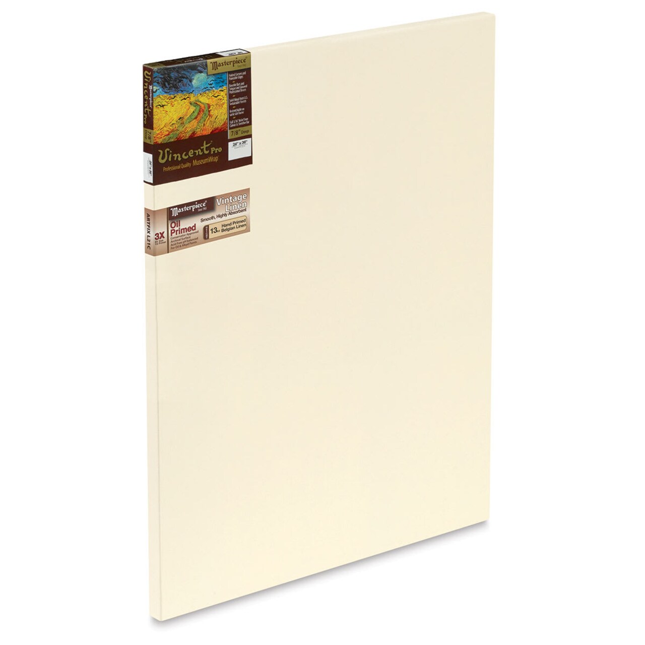 Masterpiece Vincent Pro Artfix Linen Canvas - 24" x 36", Oil Primed